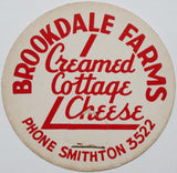 Vintage milk bottle cap BROOKDALE FARMS Cottage Cheese large Smithton Missouri