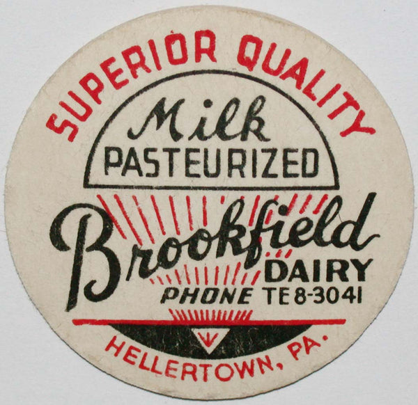 Vintage milk bottle cap BROOKFIELD DAIRY Superior Quality Hellertown Pennsylvania