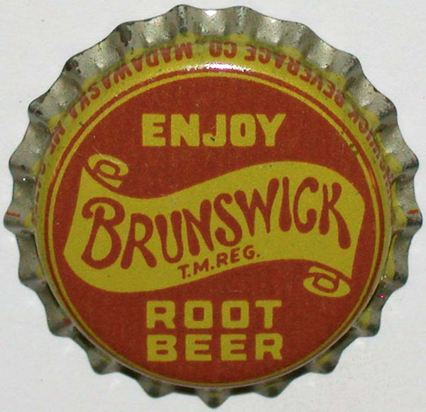 Vintage soda pop bottle cap BRUNSWICK ROOT BEER Madawaska Maine new old stock