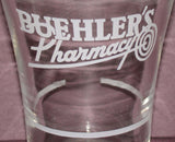 Vintage glass BUEHLERS PHARMACY soda fountain with syrup line Eldon Missouri