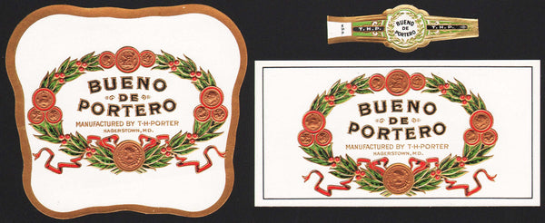 Vintage labels BUENO DE PORTERO cigars Hagerstown Maryland 3 different ones