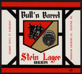 Vintage label BULL 'N BARREL STEIN LAGER BEER Bavarian Brewing Reading PA n-mint+
