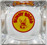 Vintage glass ashtray BUNNY BREAD picturing the rabbit yellow and red n-mint+