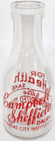 Vintage milk bottle CAMPBELL SHEFFIELD DAIRY Kansas City TRPQ 1940 pyro quart