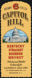 Vintage label CAPITOL HILL Kentucky Whiskey building pictured Gandels Washington DC