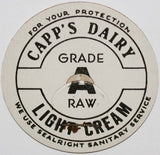 Vintage milk bottle cap CAPPS DAIRY Grade A Raw Light Cream unused new old stock