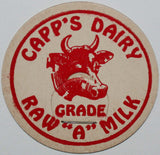 Vintage milk bottle cap CAPPS DAIRY Raw Milk cow pictured unused new old stock