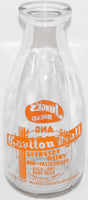 Vintage milk bottle CARLTON HALL DAIRY Junges Bread pyro quart Coffeyville Kansas