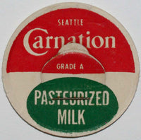 Vintage milk bottle cap CARNATION Grade A Pasteurized Milk Seattle Washington used