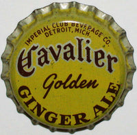 Vintage soda pop bottle cap CAVALIER GOLDEN GINGER ALE cork lined Detroit Mich