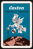 Vintage single playing card CAXTON Chocolate Coating globe blue Woodgreen London