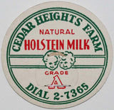 Vintage milk bottle cap CEDAR HEIGHTS FARM Holstein Milk kids Cedar Rapids Iowa