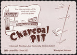 Vintage placemat CHARCOAL PIT restaurant and sign pictured Wilmington Delaware