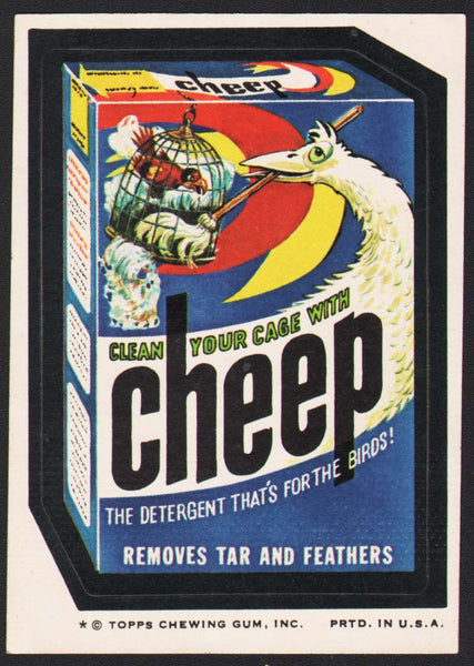 Vintage Topps Wacky Packages original sticker tan back CHEEP Detergent For Birds