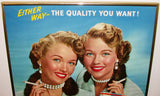 Vintage sign CHESTERFIELD Cigarettes picturing The Corbett Twins unused framed