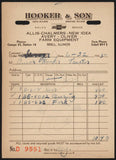 Vintage receipt CHEVROLET Hooker and Son Allis Chalmers Oliver 1945 Sidell ILL