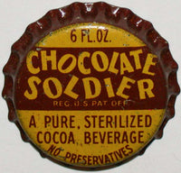 Vintage soda pop bottle cap CHOCOLATE SOLDIER 6oz size cork lined new old stock