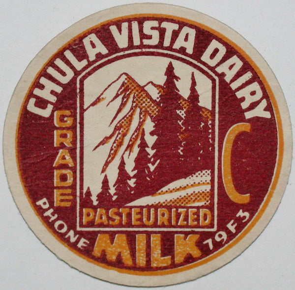 Vintage milk bottle cap CHULA VISTA DAIRY Grade C Eugene Oregon new old stock