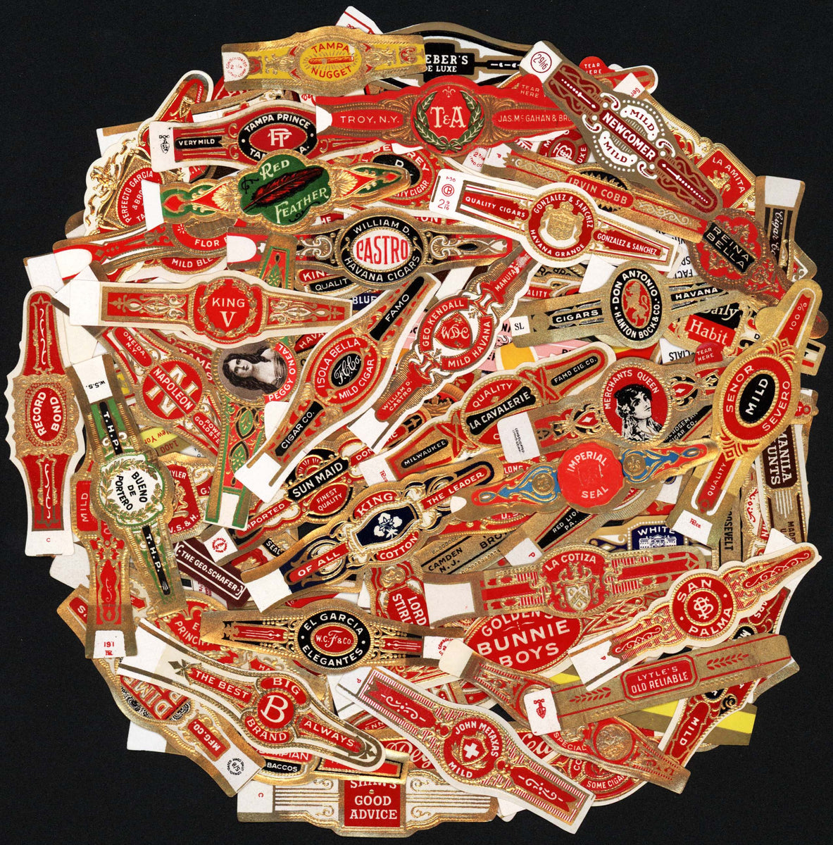 Vintage CIGAR BAND labels Lot of 115 ALL DIFFERENT mix #1 original new ...