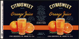 Vintage label CITRASWEET Orange Juice #3 Dunedin Florida 1944 unused n-mint