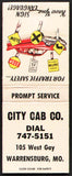 Vintage full matchbook CITY CAB CO Warrensburg MO For Safety Know Your Sign Language