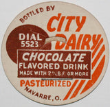 Vintage milk bottle cap CITY DAIRY Chocolate Drink Navarre Ohio new old stock