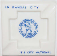 Vintage glass ashtray CITY NATIONAL BANK and TRUST COMPANY Kansas City Missouri