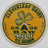 Vintage milk bottle cap CLOVERLEAF DAIRY leaf pictured V C Ogurek Lowell Arizona