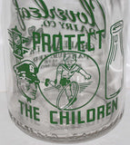 Vintage milk bottle CLOVERLEAF DAIRY CO cop child TRPQ pyro quart Springfield MO