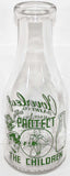 Vintage milk bottle CLOVERLEAF DAIRY CO cop child TRPQ pyro quart Springfield MO