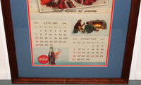 Vintage calendar COCA COLA from 1945 original professionally matted walnut frame