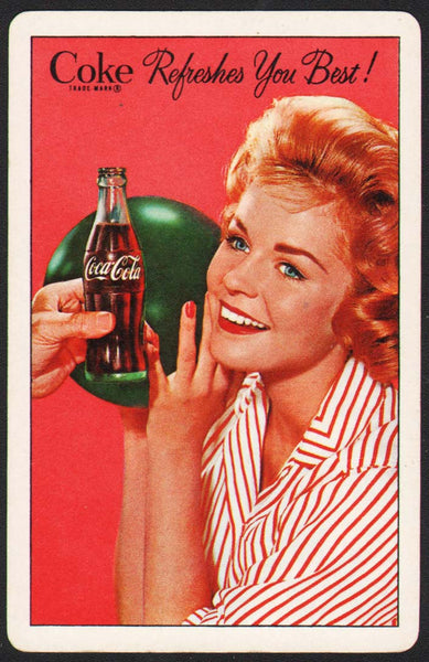 Vintage playing card COCA COLA Coke Refreshes You Best 1961 bowling girl pictured