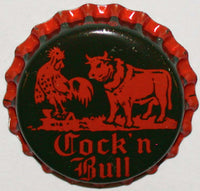 Vintage soda pop bottle cap COCK 'N BULL Ansonia Conn black and red rooster bull
