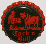 Vintage soda pop bottle cap COCK 'N BULL Ansonia Conn black and red rooster bull
