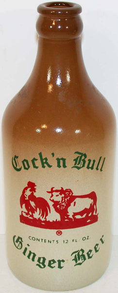 Vintage soda pop bottle COCK 'N BULL Ginger Beer bull and rooster pictured n-mint