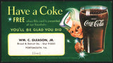 Vintage coupon COCA COLA Have a Coke Sprite Boy Wm Gleason Portsmouth Virginia
