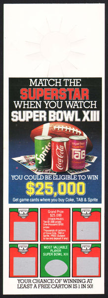 Vintage bottle ringer COCA COLA Superstar Super Bowl XIII scratch off n-mint+