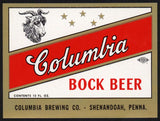 Vintage label COLUMBIA BOCK BEER ram pictured Shenandoah Pennsylvania n-mint+