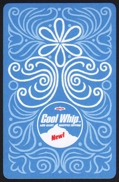 Vintage playing card BIRDSEYE COOL WHIP New Whipped Topping light blue background