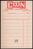 Vintage receipt COON HARDWARE Paints Glass Parsons Kansas 1940s unused n-mint