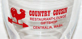 Vintage glass COUNTRY COUSIN Restaurant weather vane pictured Centralia Washington