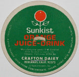 Vintage milk bottle cap CRAFTON DAIRY Sunkist Orange Redlands California unused