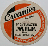 Vintage milk bottle cap CREAMIER BRAND Green Valley Dairy West Allis Wisconsin