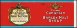 Vintage label CROWN CANADIAN Barley Malt Syrup crown pictured new old stock