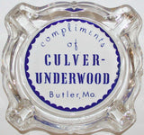 Vintage glass ashtray CULVER-UNDERWOOD funeral home Butler Missouri n-mint condition