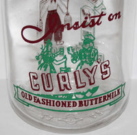 Vintage milk bottle CURLYS DAIRY dutchman 2 color pyro quart TRPQ Salem Oregon