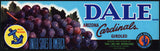 Vintage label DALE CARDINALS grapes Tal'-Wi-Wi Ranches Litchfield Park Arizona