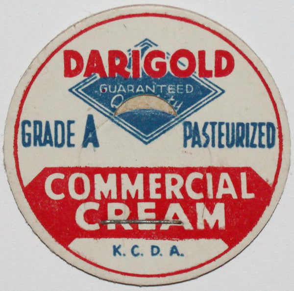 Vintage milk bottle cap DARIGOLD Commercial Cream K.C.D.A. King County Washington