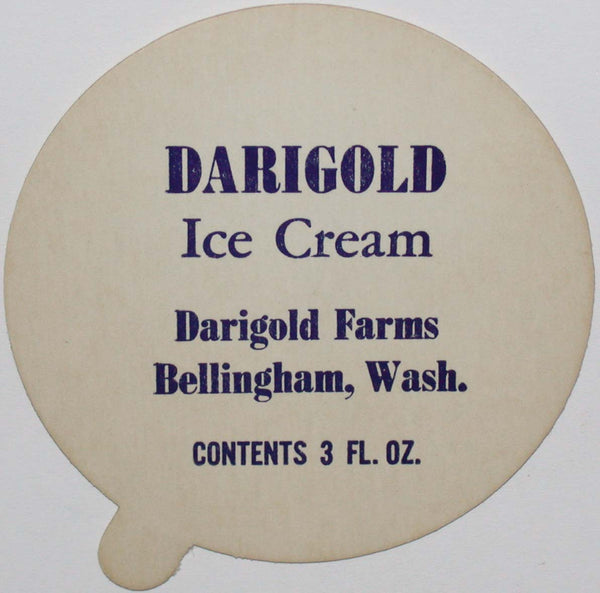 Vintage lid DARIGOLD ICE CREAM Darigold Farms Bellingham Washington unused n-mint