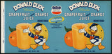 Vintage label DONALD DUCK Florida Grapefruit and Orange Juice Unsweetened Disney